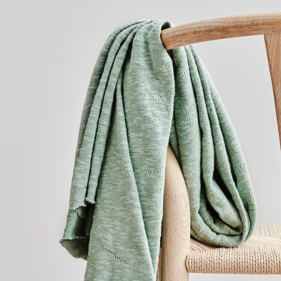 Organic Slub Jacquard Knit - Sage Green