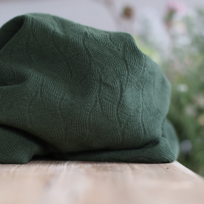 REMNANT 55x170 // Organic Leaf Jacquard - Green Khaki