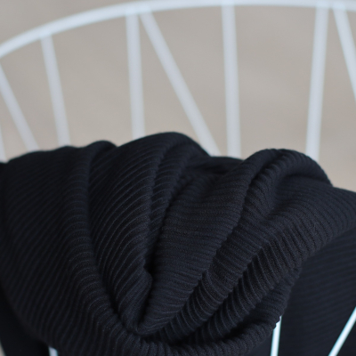 REMNANT 110x140 // Self-stripe Ottoman Knit - Black